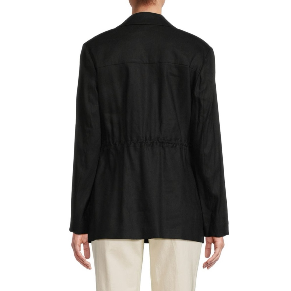 NWT Calvin Klein Black Linen Notch Lapel Drawstring Jacket - Picture 2 of 3
